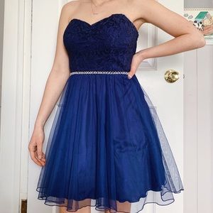 Navy Lacy, Sleeveless Knee-Length Dress